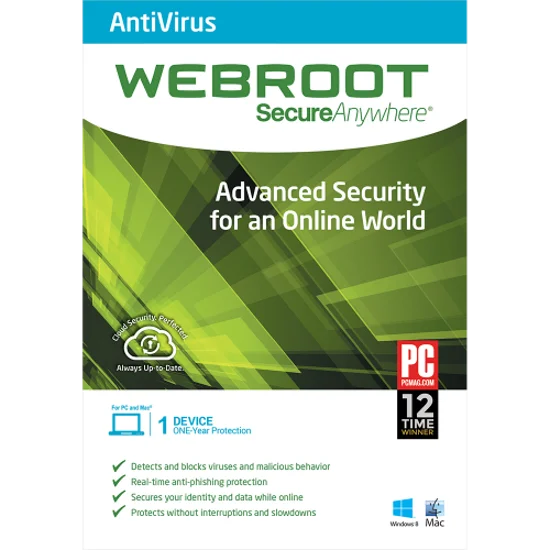 Webroot SecureAnywhere Antivirus – 1-Year / 1-Device